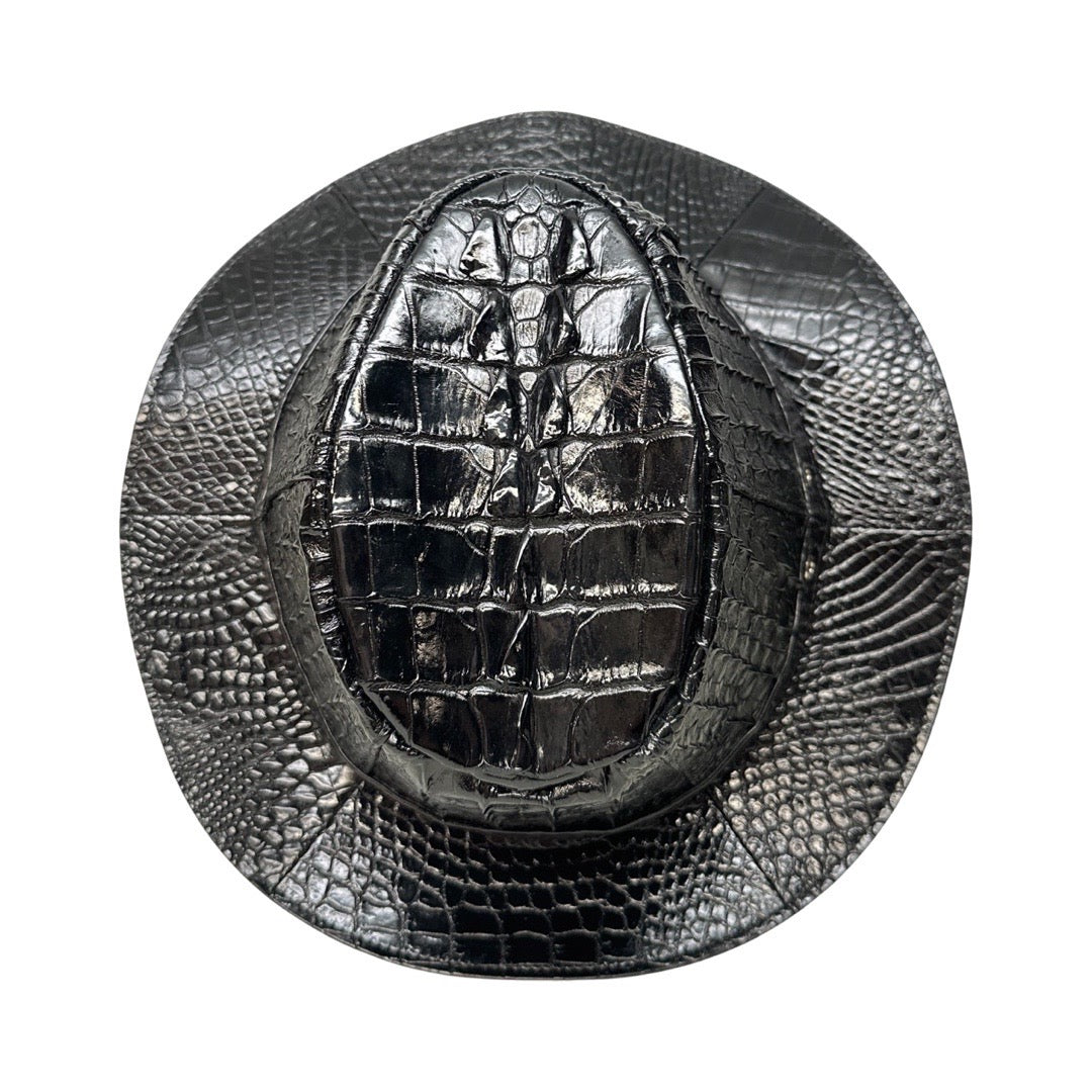 Kashani Black Hornback Alligator Fedora Hat - Dudes Boutique