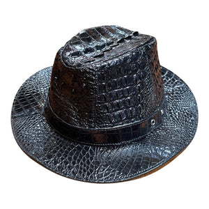 Kashani Black Hornback Alligator Fedora Hat - Dudes Boutique