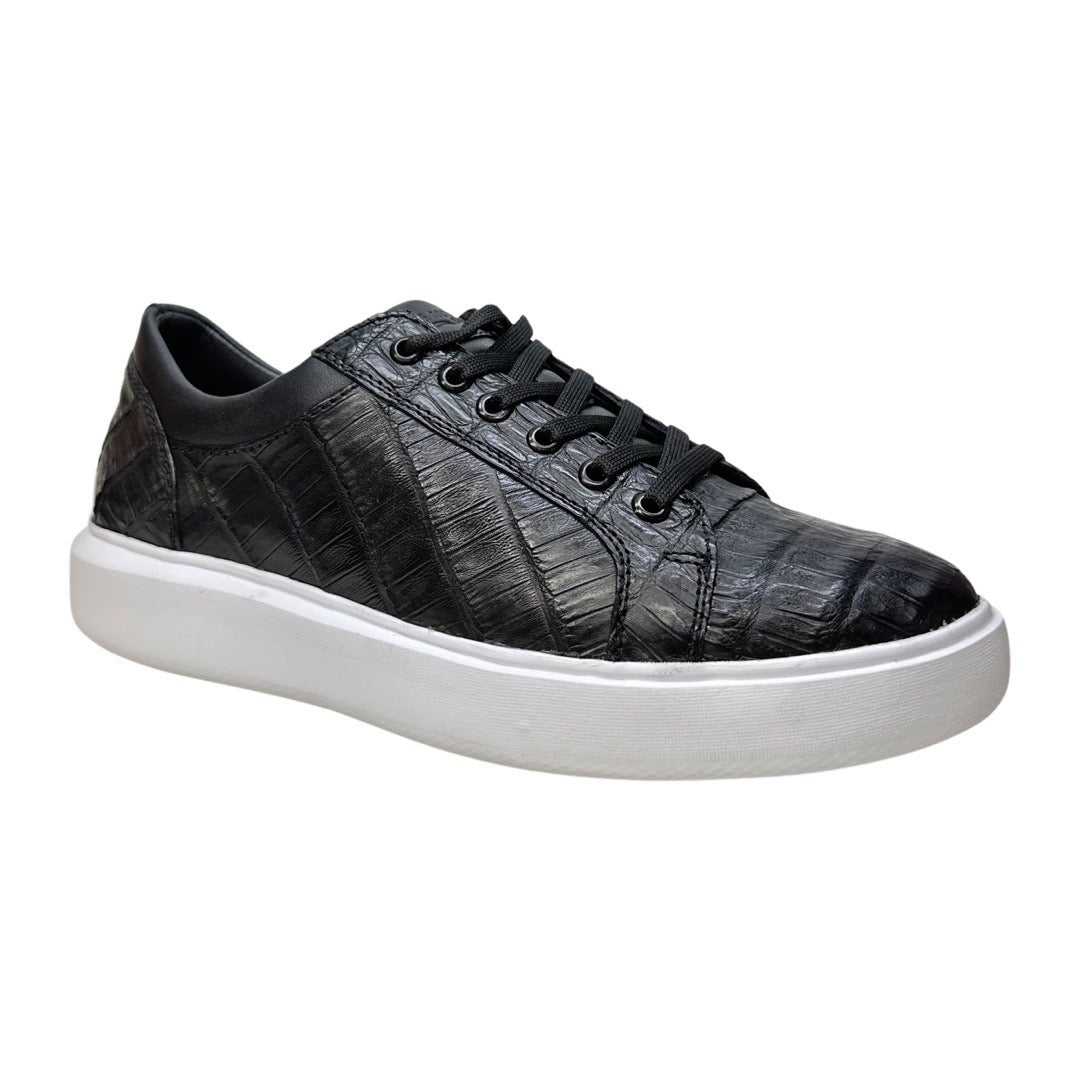 Los Altos Black Caiman Crocodile Low Top Sneakers Dudes Boutique