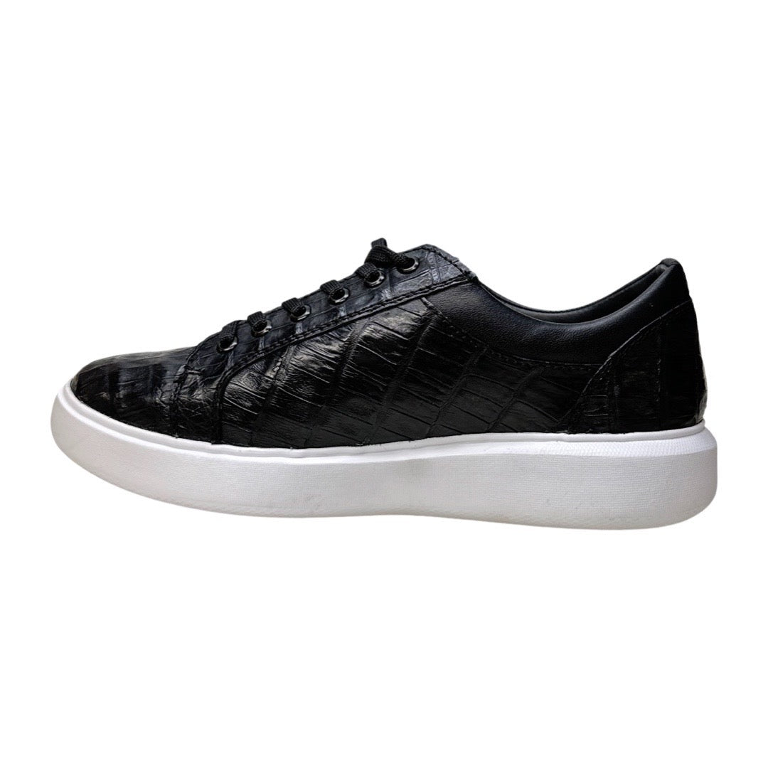 Los Altos Black Caiman Crocodile Low Top Sneakers - Dudes Boutique