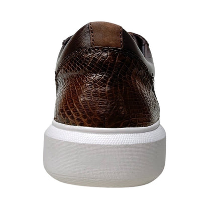 Los Altos Brown Caiman Crocodile Low Top Sneakers - Dudes Boutique
