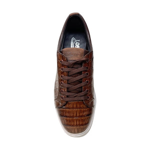 Los Altos Brown Caiman Crocodile Low Top Sneakers - Dudes Boutique