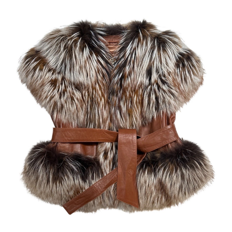 Kashani Ladies Brown Fox Fur Vest - Dudes Boutique