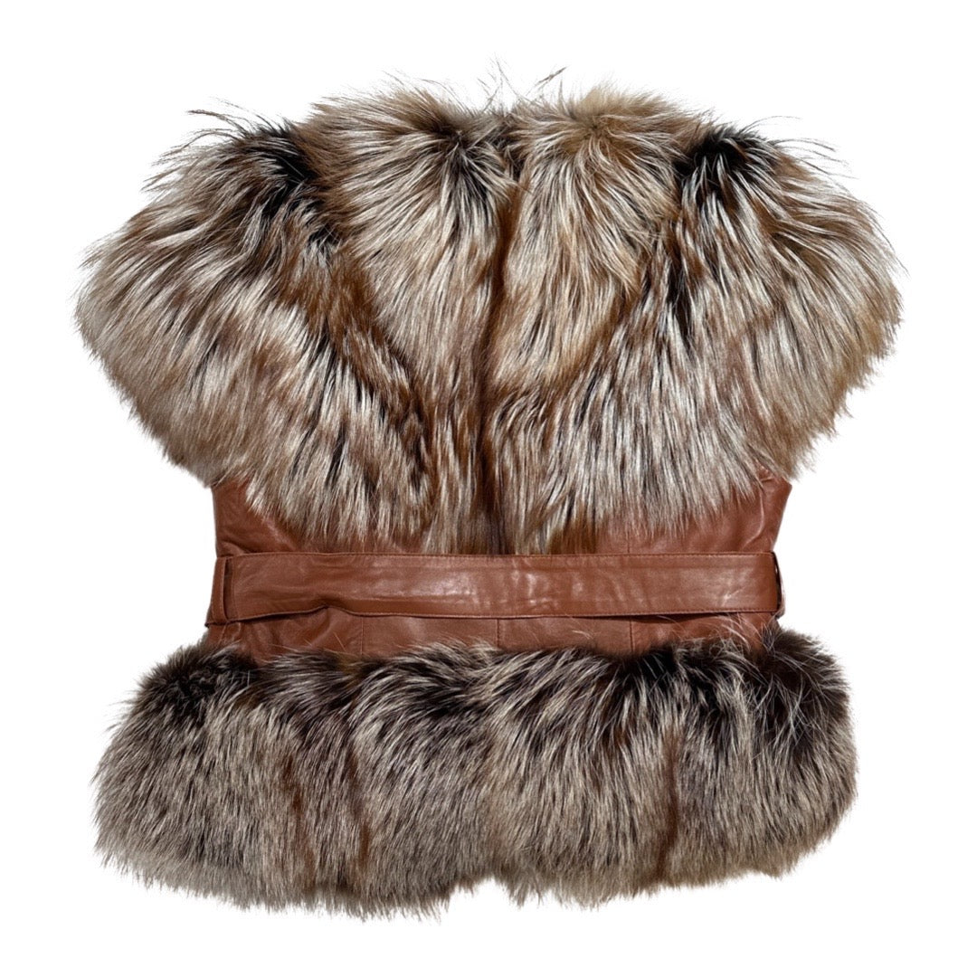 Kashani Ladies Brown Fox Fur Vest - Dudes Boutique