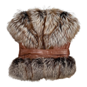 Kashani Ladies Brown Fox Fur Vest - Dudes Boutique