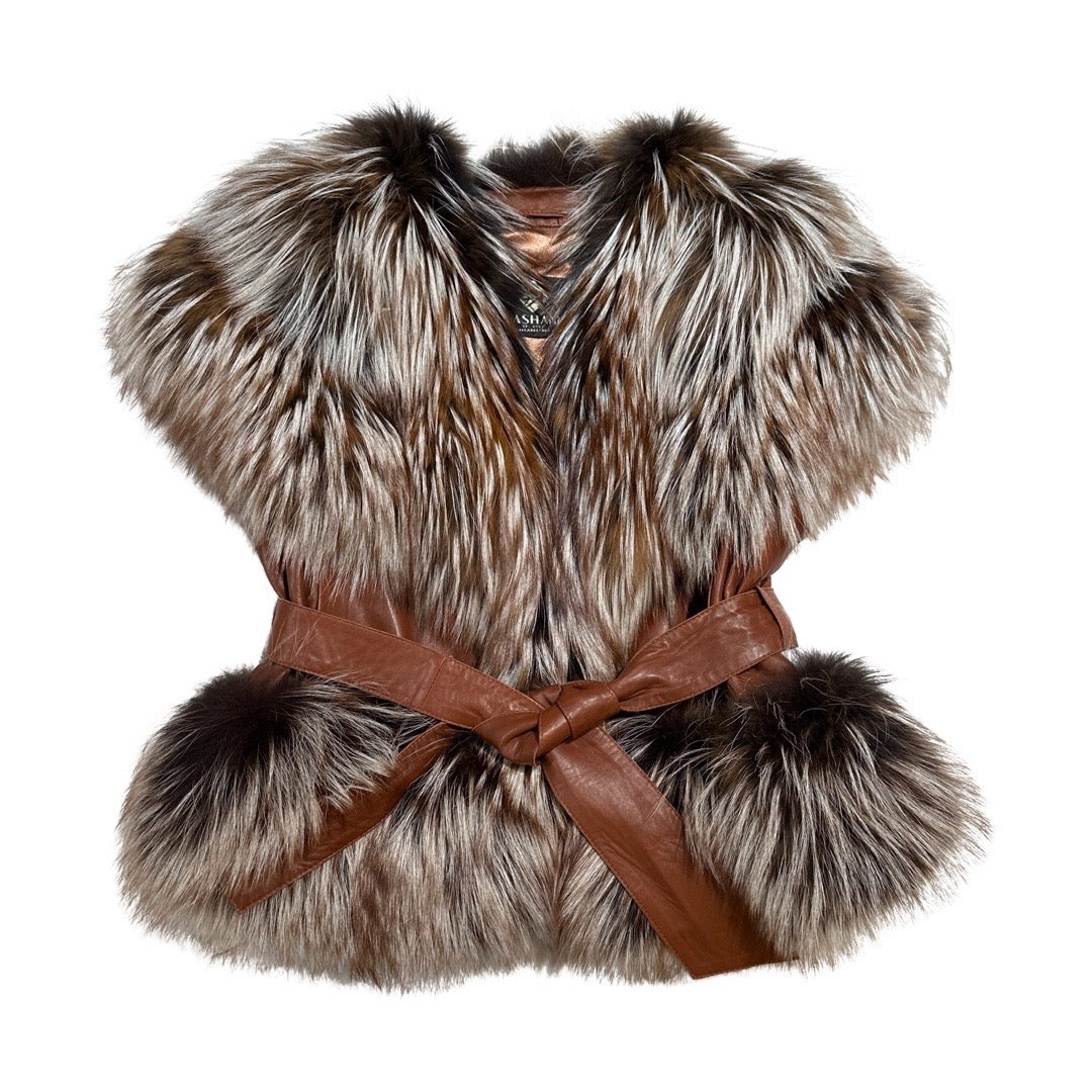 Kashani Ladies Brown Fox Fur Vest - Dudes Boutique