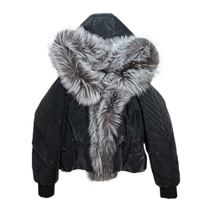 Kashani Ladies Reflective Black Silver Fox Bomber Jacket - Dudes Boutique