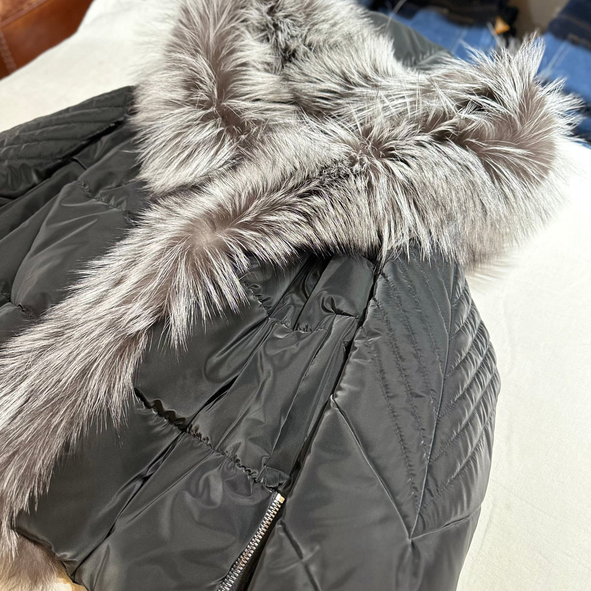 Kashani Ladies Reflective Black Silver Fox Bomber Jacket - Dudes Boutique