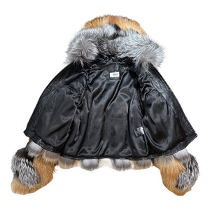 Kashani Ladies Silver/Red Fox Fur Hooded Coat - Dudes Boutique