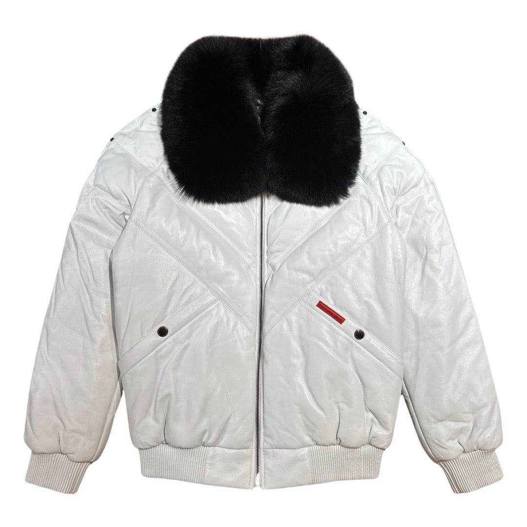 Goose Country White Lambskin Fox Fur Puffer Jacket - Dudes Boutique