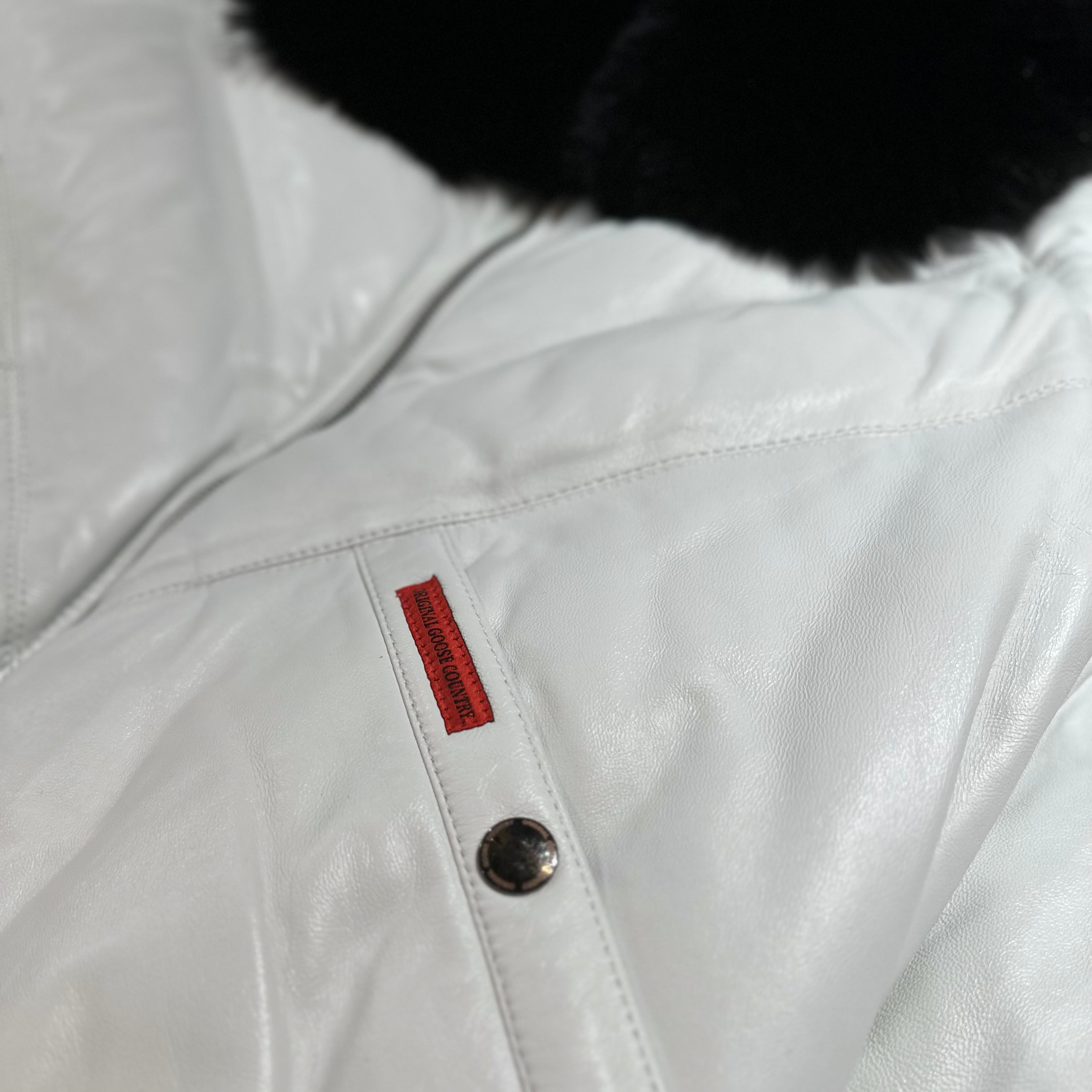 Goose Country White Lambskin Fox Fur Puffer Jacket Dudes Boutique