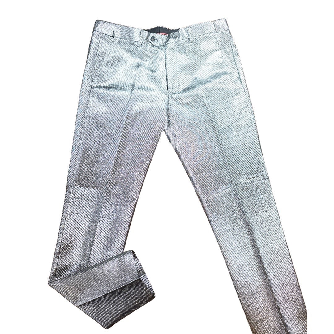 Barabas Metallic Silver High End Dress Pants - Dudes Boutique