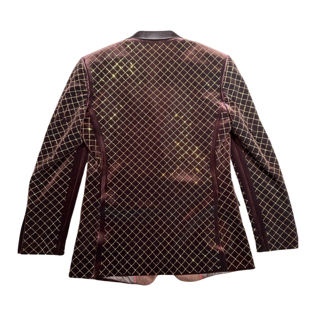 Barabas Gold Studded Chocolate Brown Blazer - Dudes Boutique