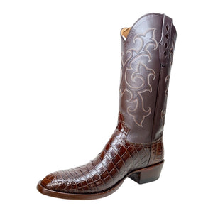 Safari Brown Baby Nile Crocodile Belly Cowboy Boots - Dudes Boutique