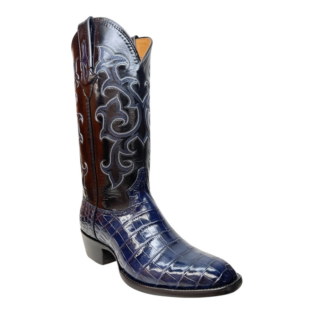 Safari Navy Blue Baby Nile Crocodile Belly Cowboy Boots - Dudes Boutique