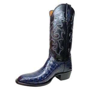 Safari Navy Blue Baby Nile Crocodile Belly Cowboy Boots - Dudes Boutique