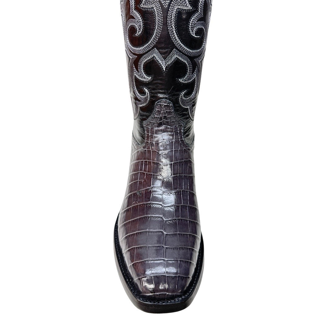 Safari Gray Baby Nile Crocodile Belly Cowboy Boots - Dudes Boutique