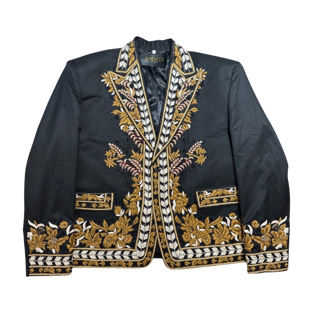 Kashani Black Gold Hyper Stitch Crystal Blazer - Dudes Boutique