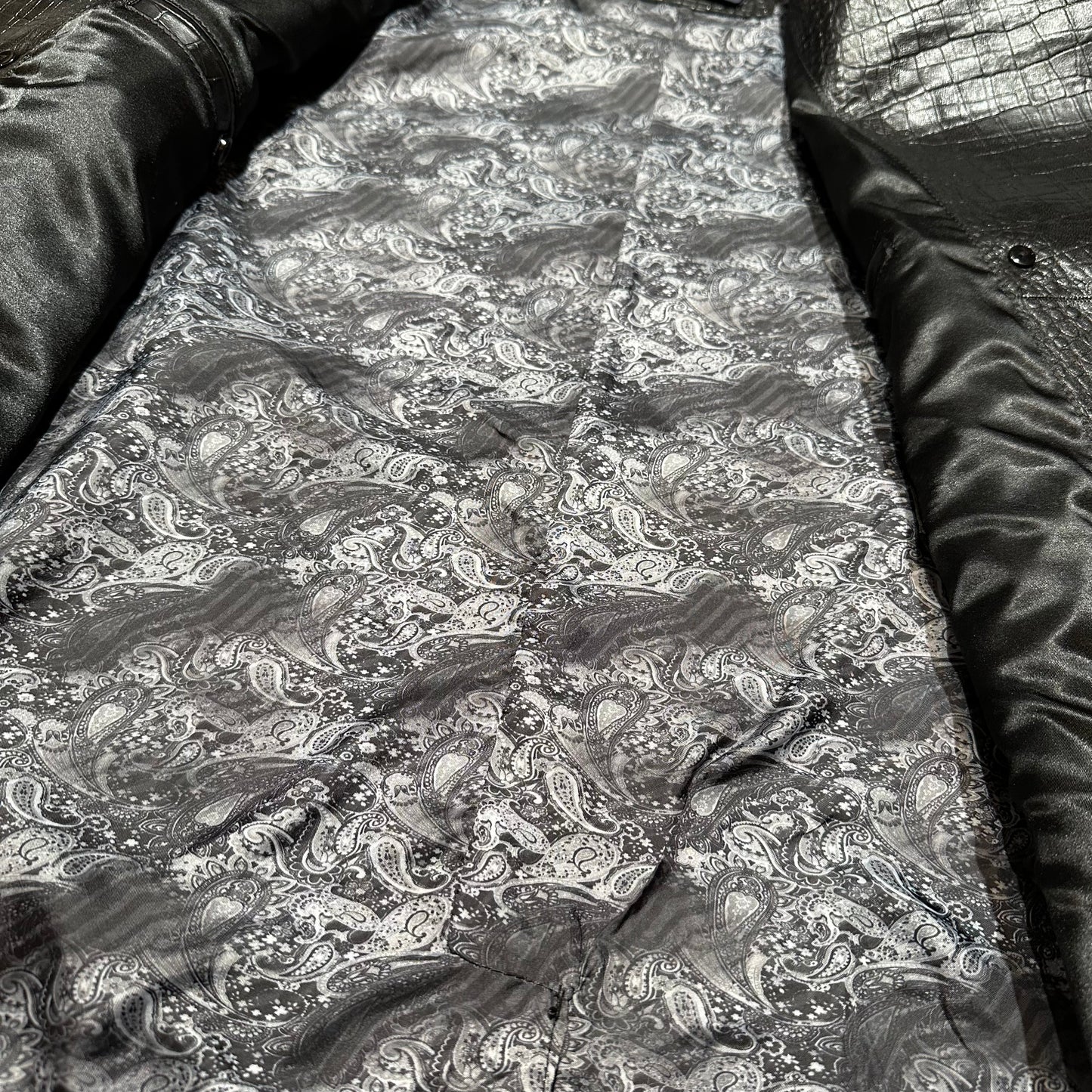 Kashani Black Embossed Alligator Lambskin Leather Trench Coat - Dudes Boutique