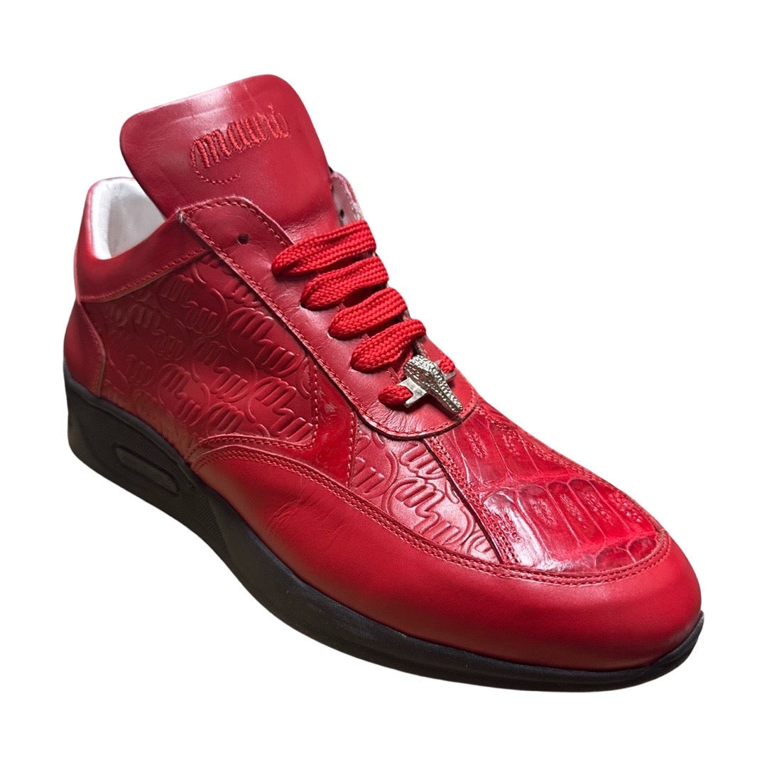 Mauri M770 Red Crocodile Black Sole Sneakers