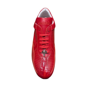 Mauri M770 Red/Black Sole Crocodile Perforated Nappa Leather Sneaker - Dudes Boutique