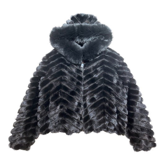 Kashani Women's Black Mink Tail Fur Coat - Dudes Boutique