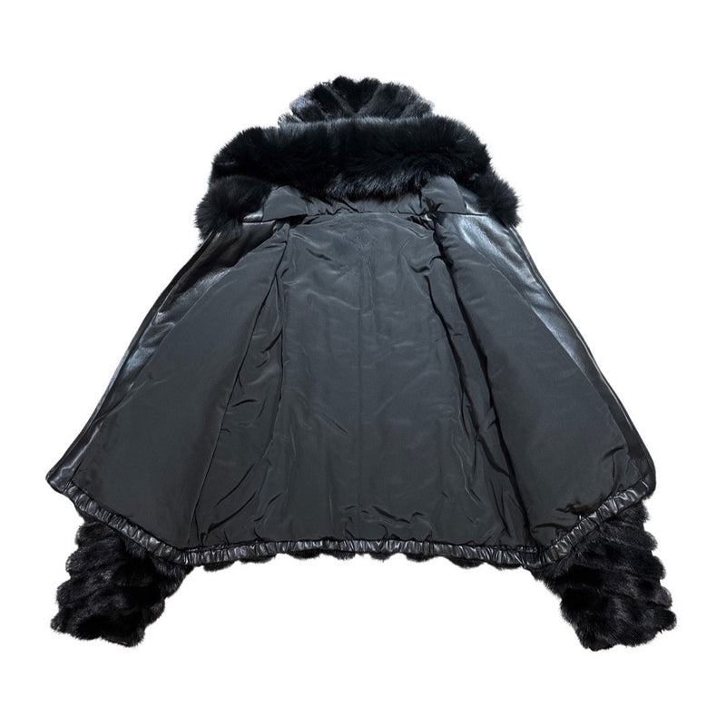 Kashani Women's Black Mink Tail Fur Coat - Dudes Boutique