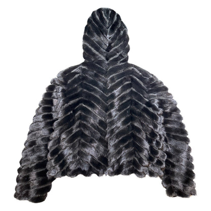 Kashani Women's Black Mink Tail Fur Coat - Dudes Boutique