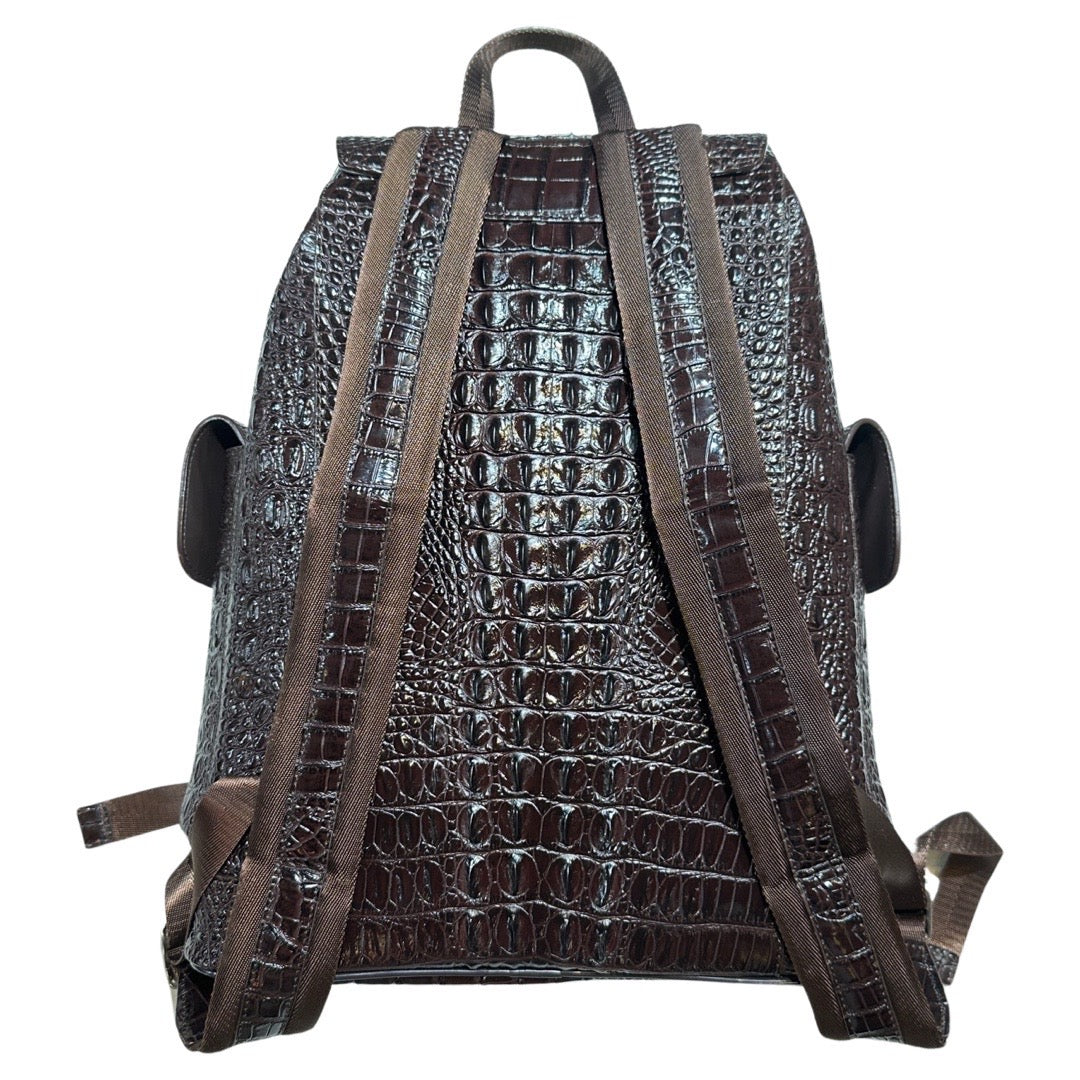 Kashani Chocolate Brown Hornback Alligator Rucksack - Dudes Boutique