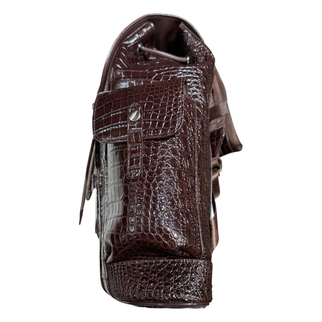 Kashani Chocolate Brown Hornback Alligator Rucksack – Dudes Boutique
