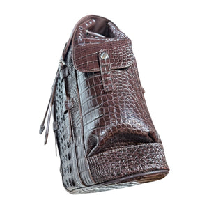 Kashani Chocolate Brown Hornback Alligator Rucksack - Dudes Boutique