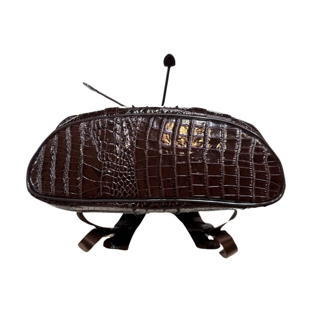 Kashani Chocolate Brown Hornback Alligator Rucksack – Dudes Boutique