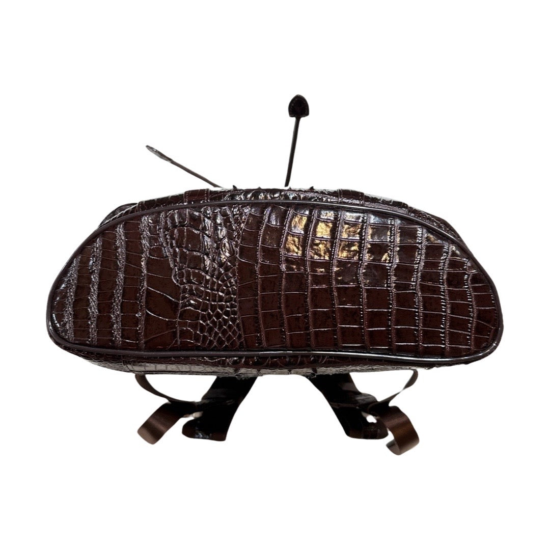 Kashani Chocolate Brown Hornback Alligator Rucksack - Dudes Boutique
