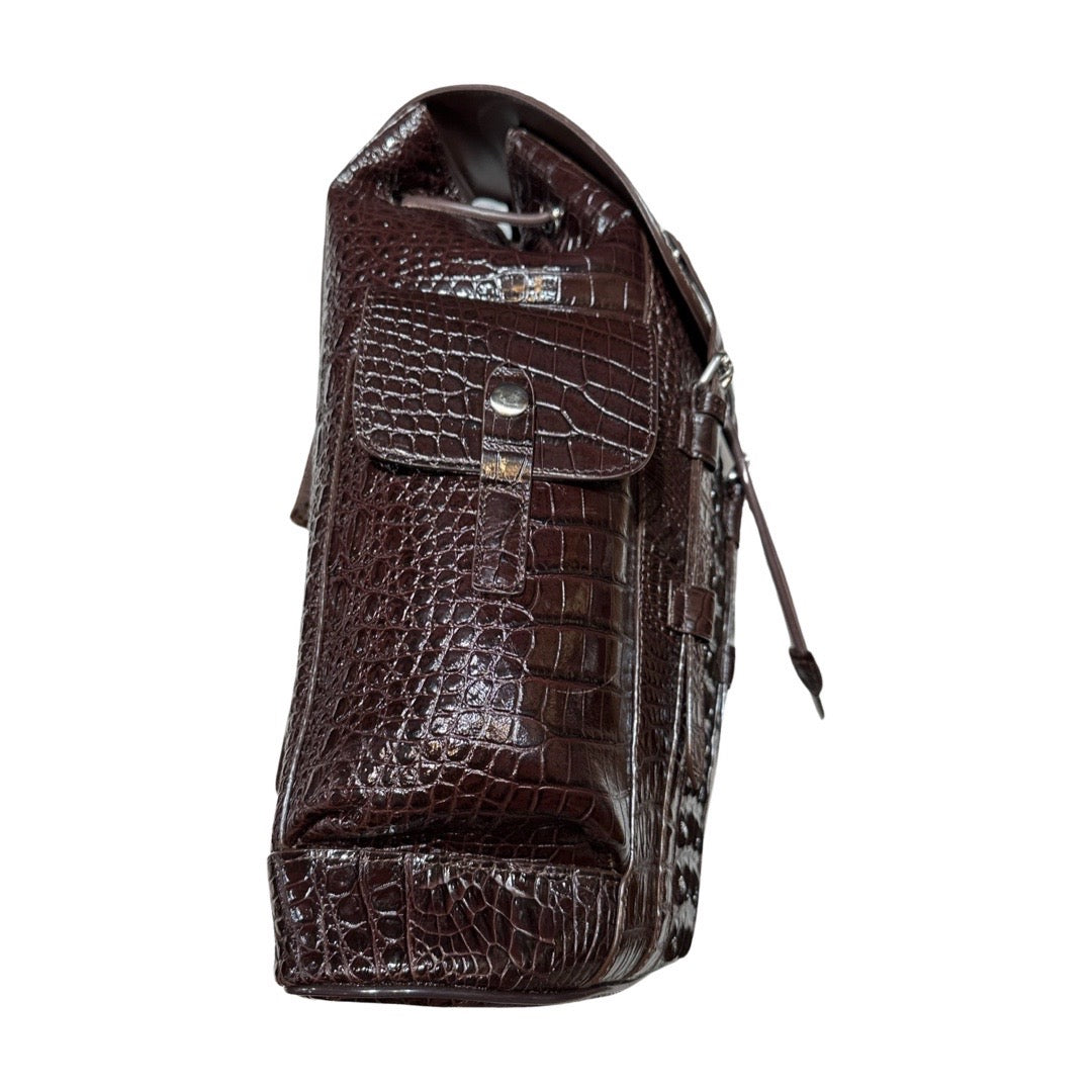 Kashani Chocolate Brown Hornback Alligator Rucksack – Dudes Boutique