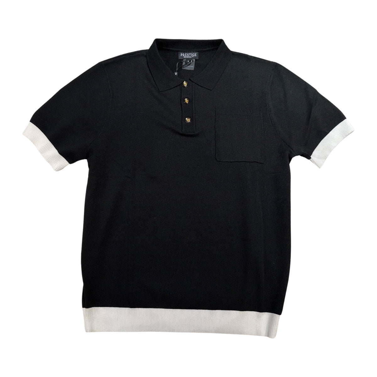 Prestige Classic Black Knit Button Polo Shirt - Dudes Boutique