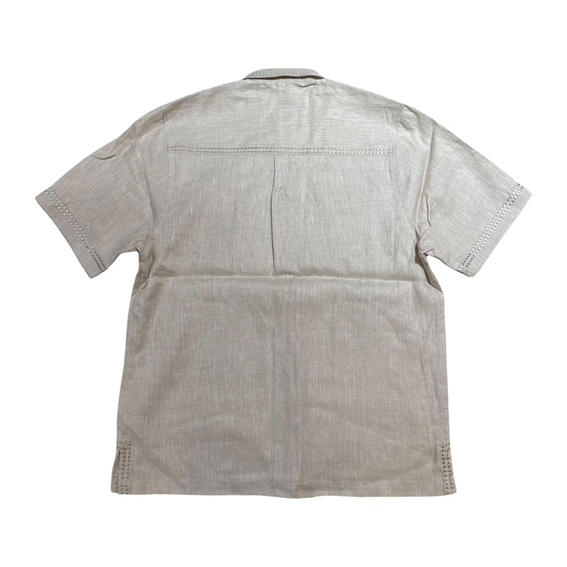 Prestige Oatmeal Double Stitch Linen Shirt - Dudes Boutique