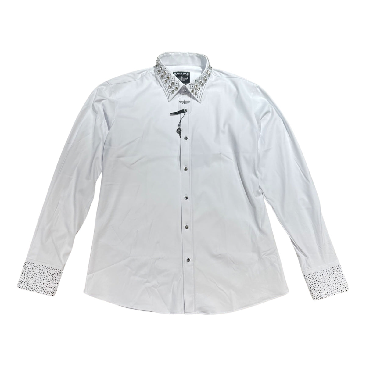 Barabas Crystal Collar White Button Up Shirt - Dudes Boutique