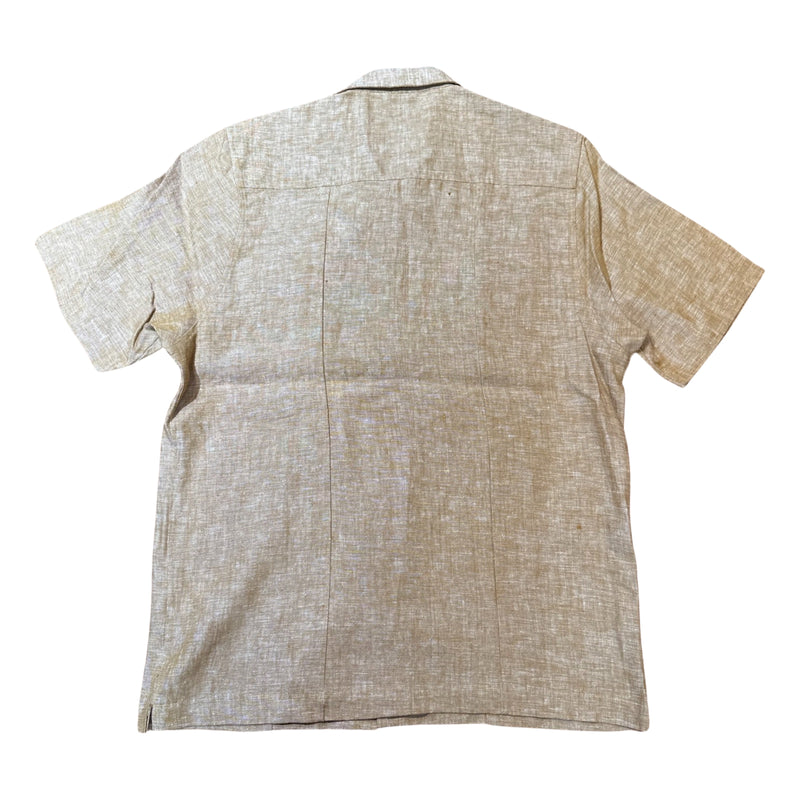 Prestige Khaki Double Pocket Button Up Linen Shirt - Dudes Boutique