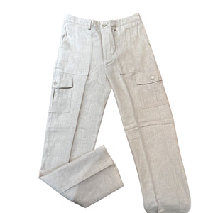 Prestige Oatmeal Cargo Linen Pants - Dudes Boutique