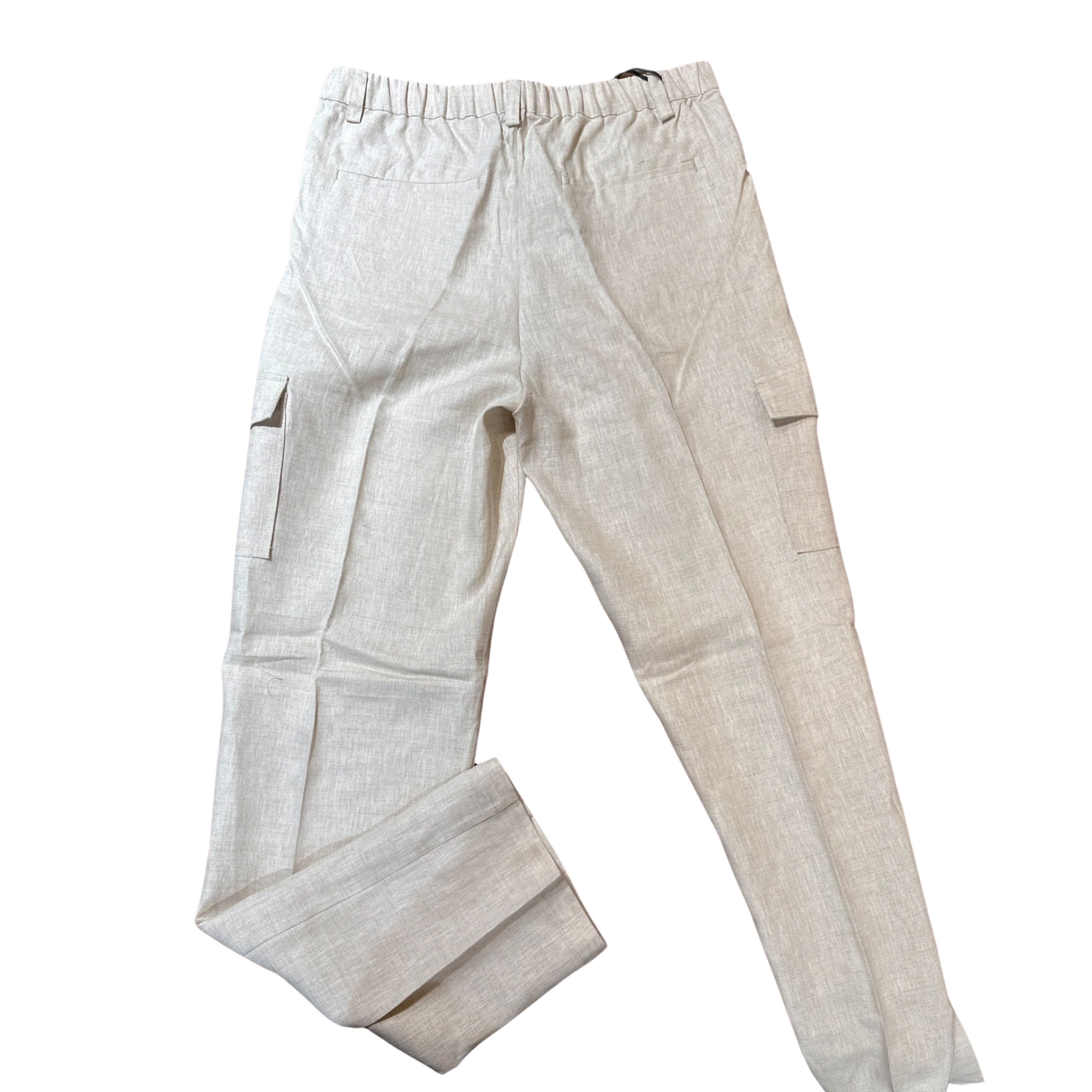 Prestige Oatmeal Cargo Linen Pants - Dudes Boutique