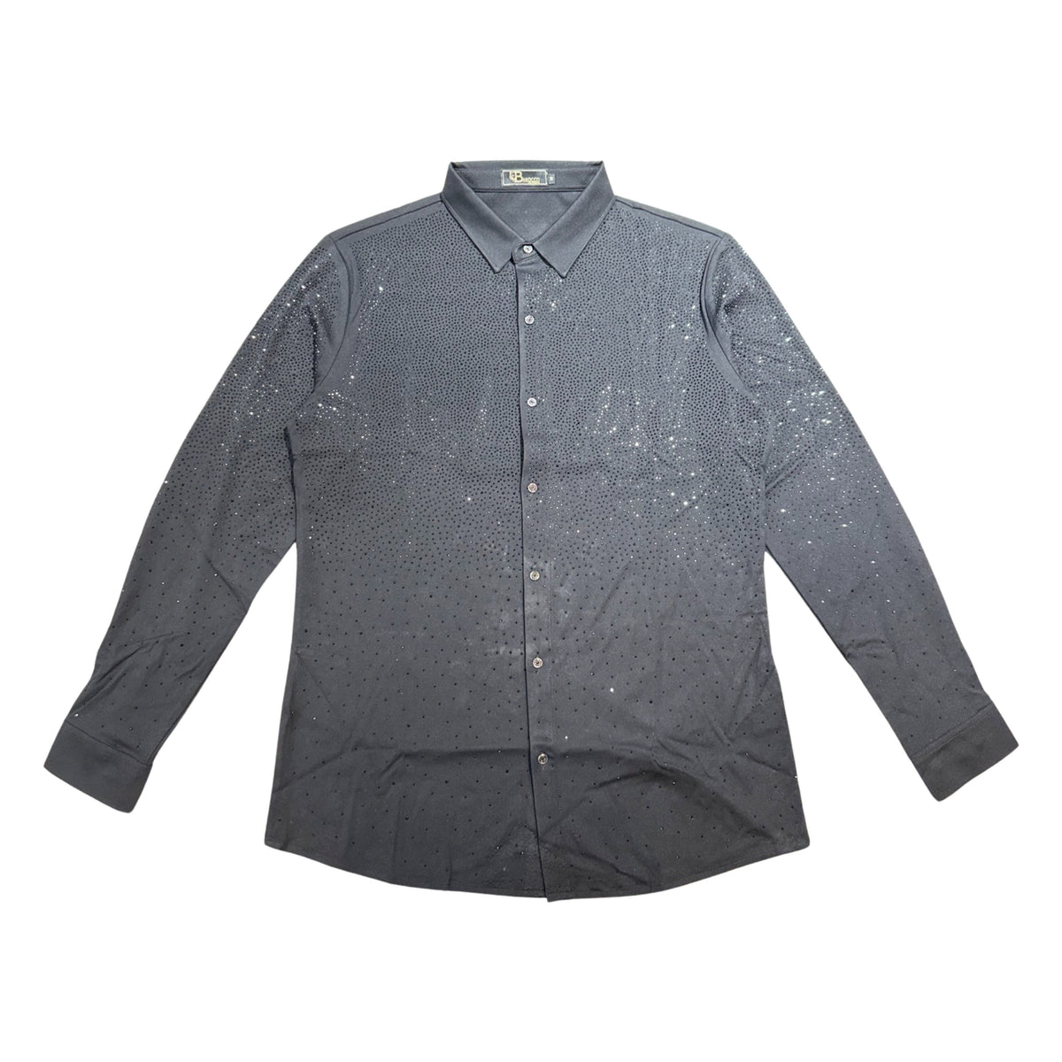 Barocco Black/Black All Over Crystal Button Up Shirt