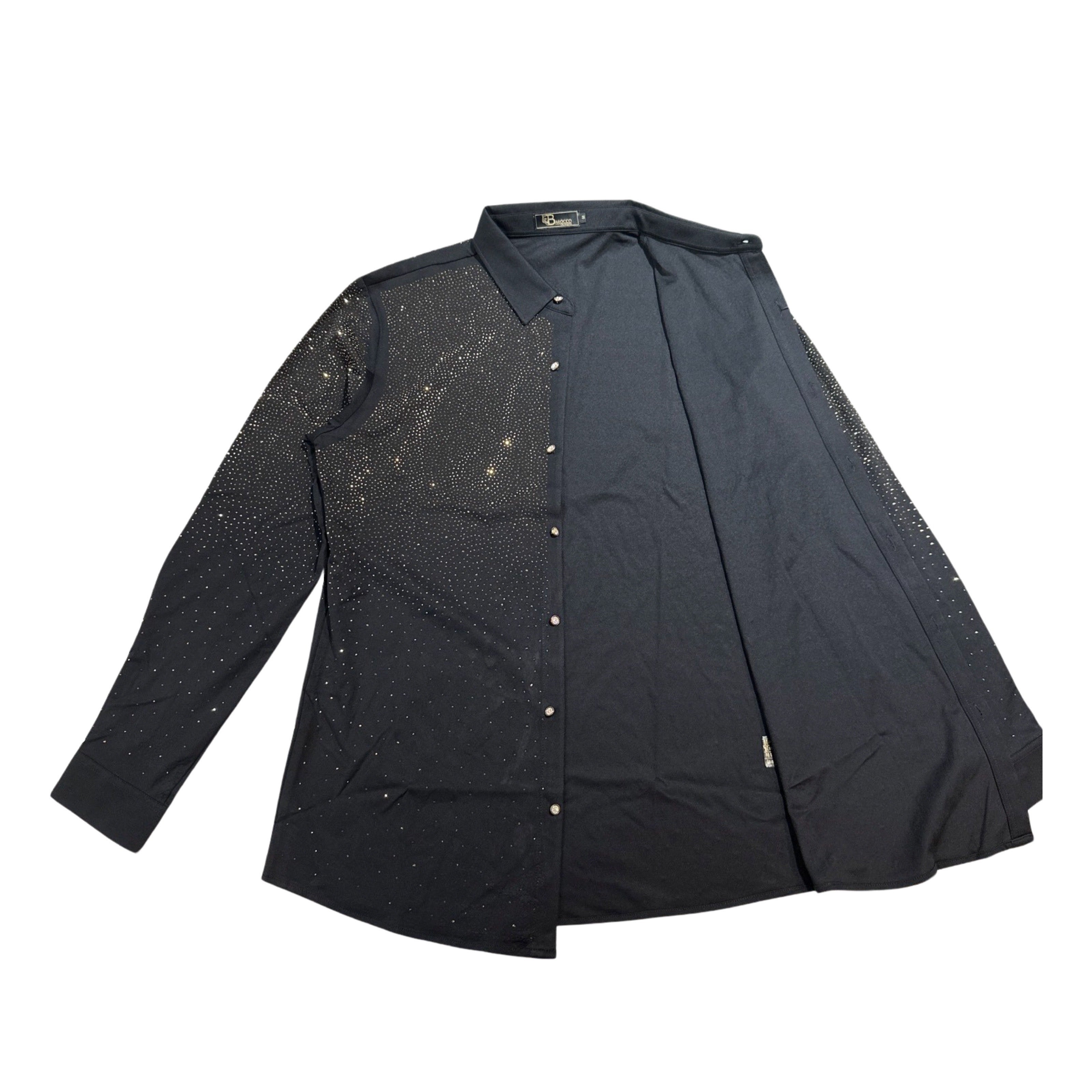 Barocco Black/Gold Fully Loaded Crystal Button Up Shirt 3XL Barocco Black/Gold Fully Loaded Crystal Button Up Shirt 3XL