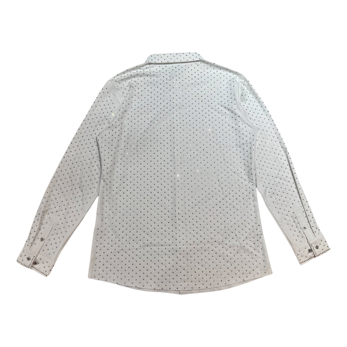 Barocco White Fully Loaded Iridescent Crystal Button Up Shirt - Dudes Boutique