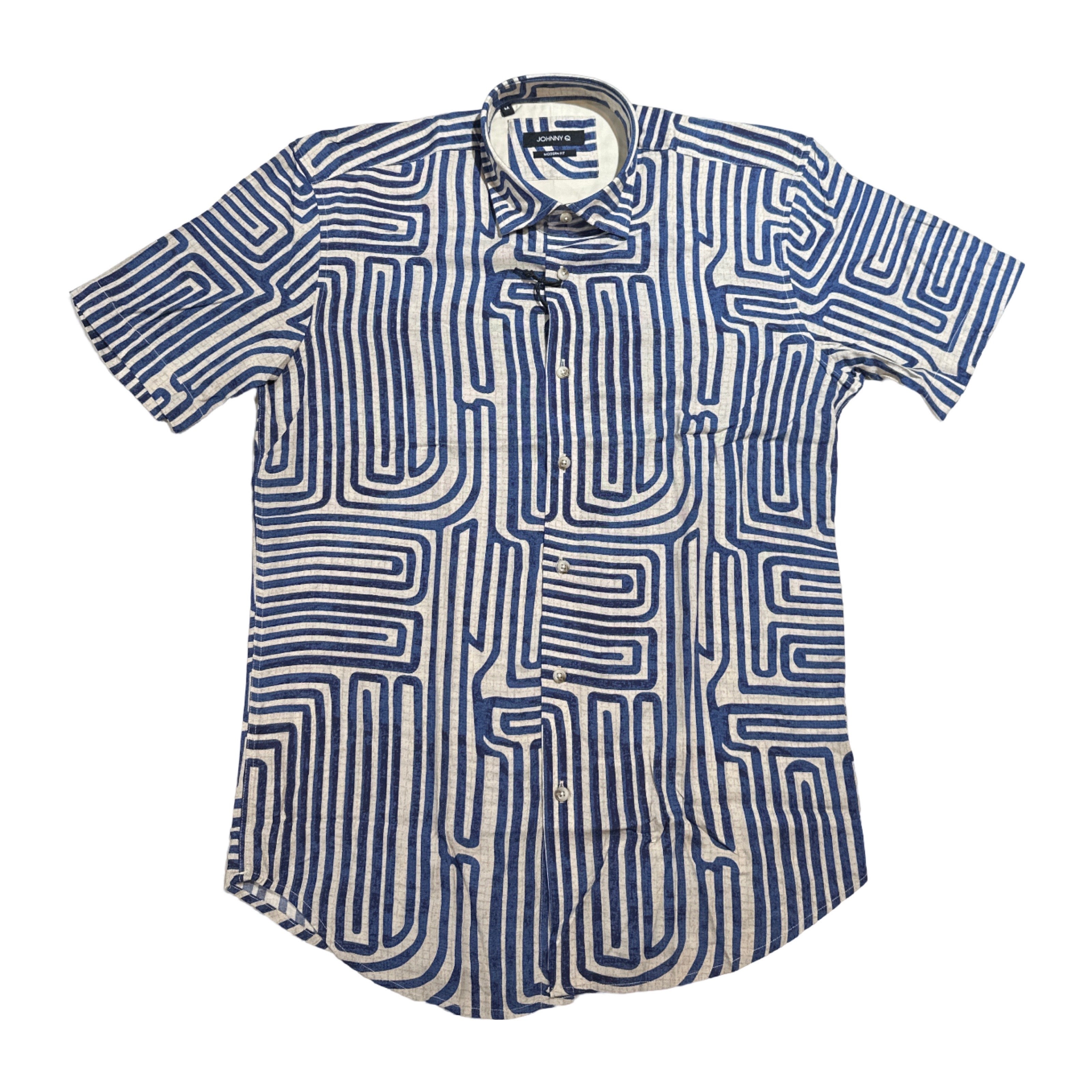 Johnny Q J 135-S Navy Button Up Shirt - Dudes Boutique