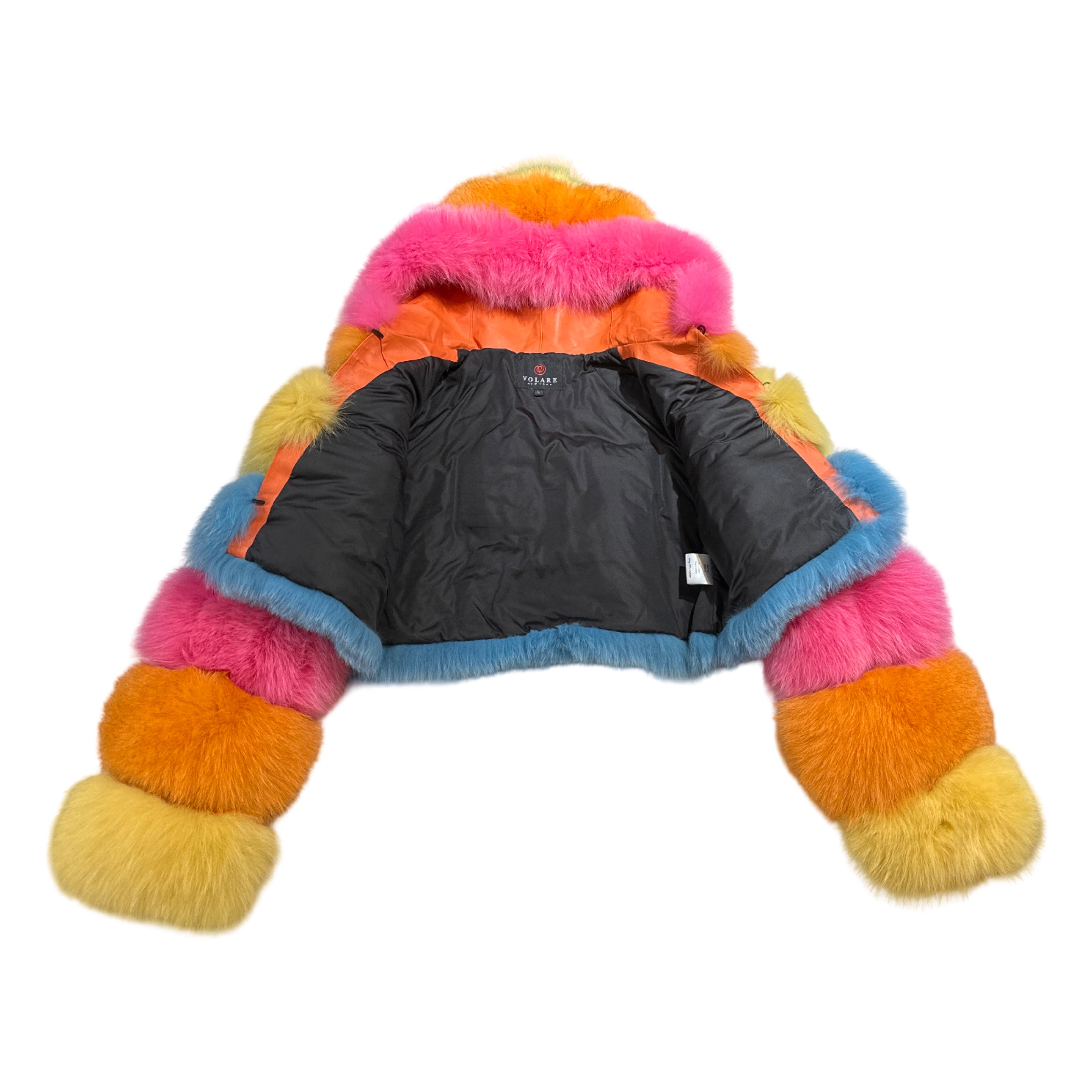 Kashani Women's Cotton Candy Hooded Fox Fur Coat - Dudes Boutique