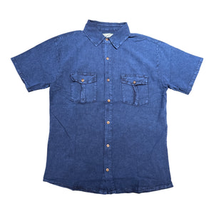 Seaspice Navy Double Pocket Peruvian Cotton Short Sleeve Shirt - Dudes Boutique