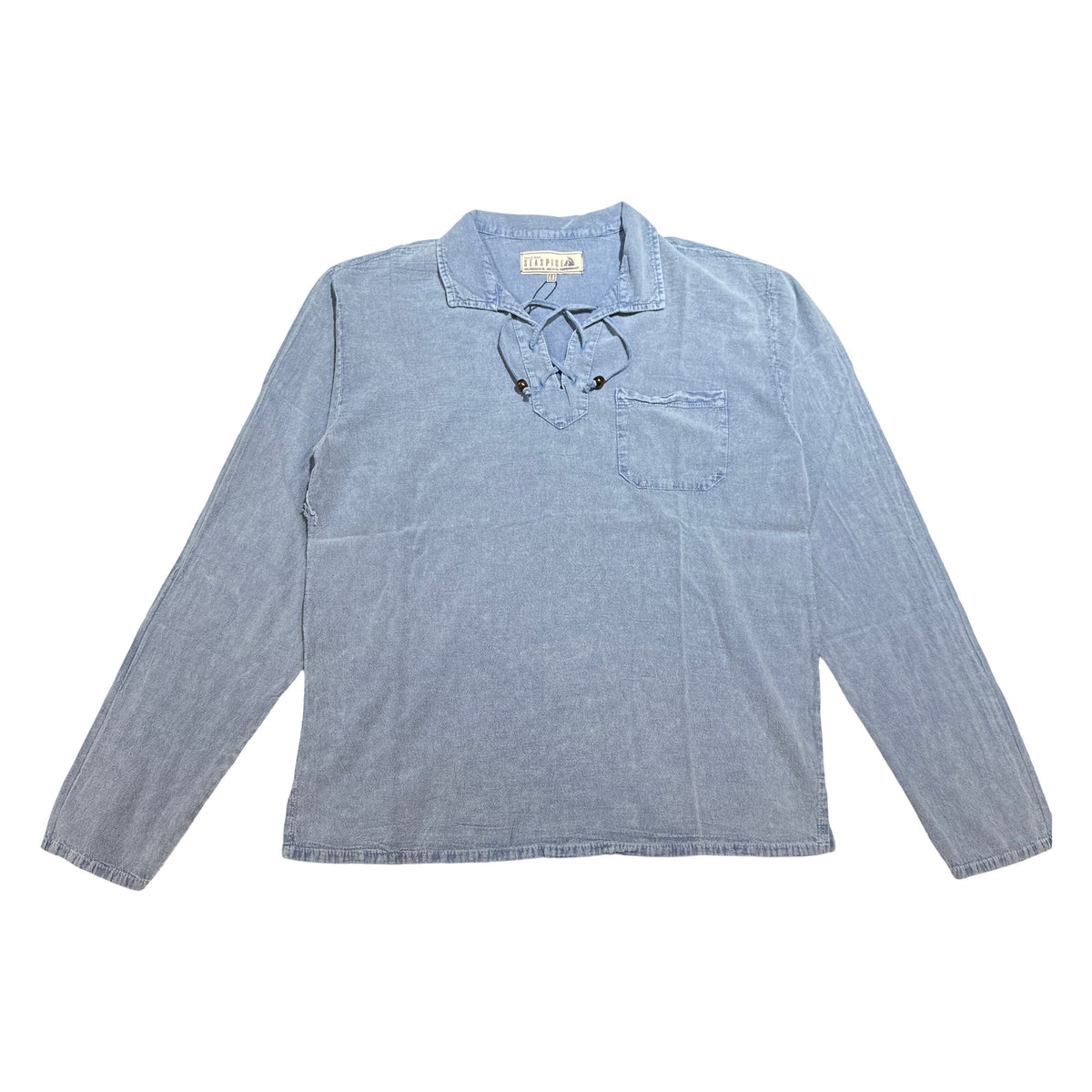 Seaspice Powder Blue Boho Peruvian Cotton Long Sleeve Shirt - Dudes Boutique