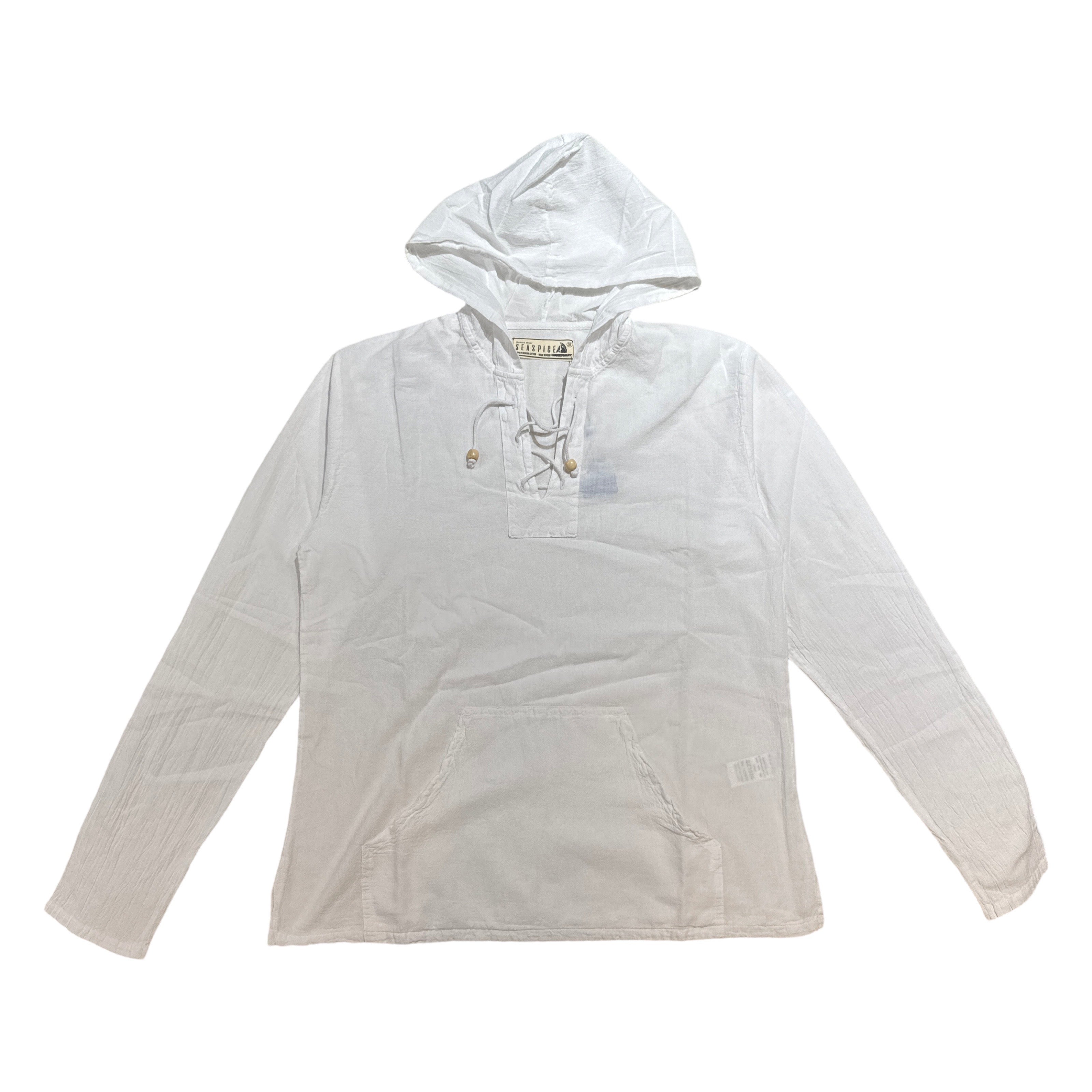 Seaspice White Boho Peruvian Cotton Hoodie - Dudes Boutique