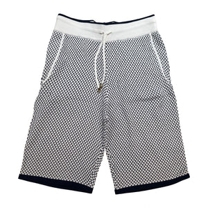 Prestige White Knit Garter Diamonds Shorts & Shirt Set - Dudes Boutique