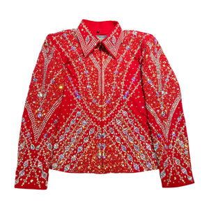 Kashani Red Crimson Silver Hyper Crystal Jacket - Dudes Boutique